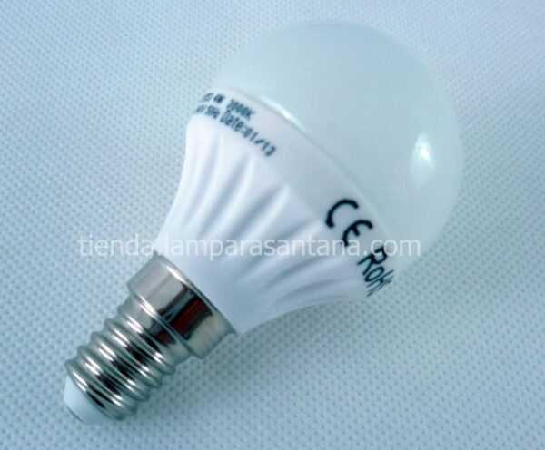 Bombilla led esferica 6W E-14 cálida