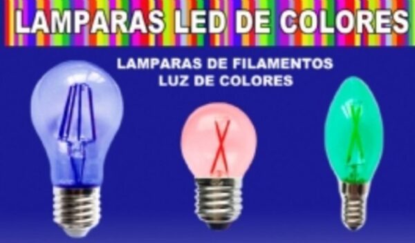 Bombilla esférica filamento led (colores)