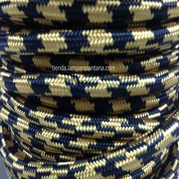 Cable de tela bicolor negro dorado