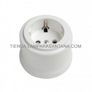 Enchufe superficie porcelana con toma de tierra