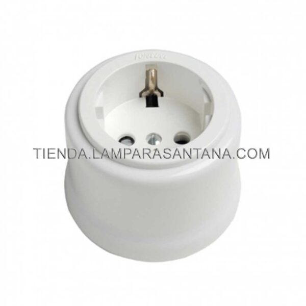 Enchufe superficie porcelana con toma de tierra
