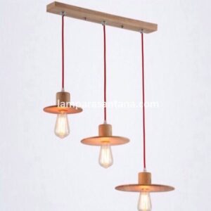 Lampara colgante con regleta madera