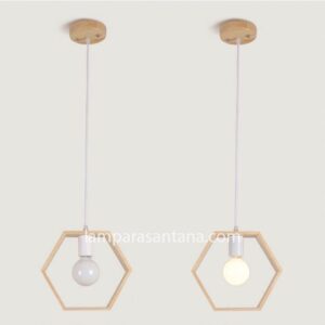 Lámpara colgante madera hexágone