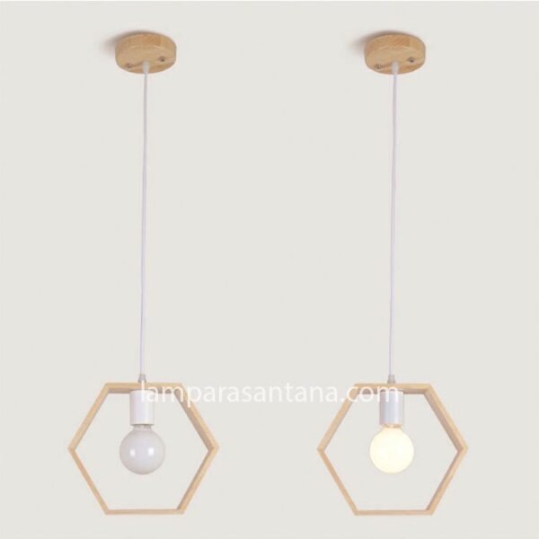 Lámpara colgante madera hexágone