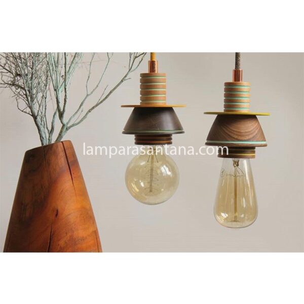 Lámpara colgante madera tipo cono