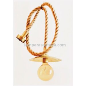 Lámpara colgante soga con plato latón