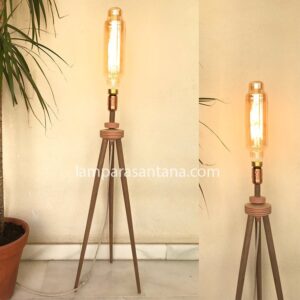 Lampara de suelo y mesa madera Arene