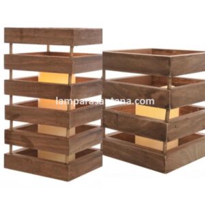 Lámpara madera con vela led a pilas