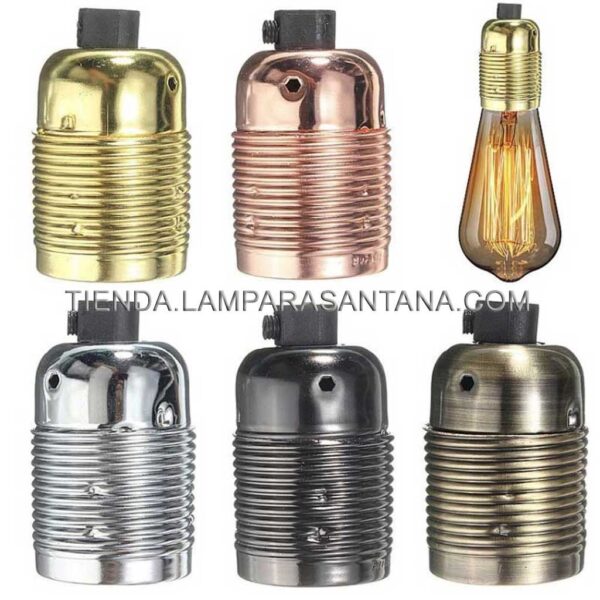 Portalámparas liso metálico E27