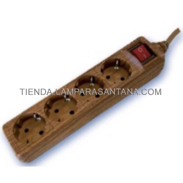 Base múltiple marrón con interruptor