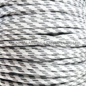 Cable de tela bicolor gris plata