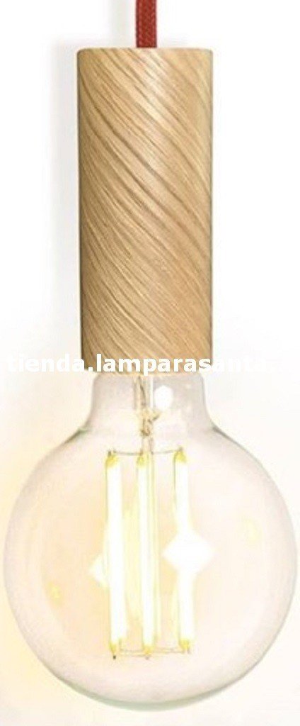 Cubre Portalámparas Madera Cilindro largo