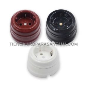 Enchufe de porcelana Retro con toma de tierra