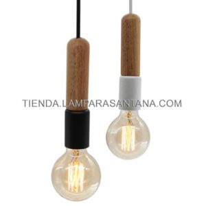 Lámpara Colgante tubular de Madera y metal